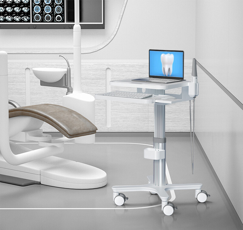Mobile Dental Cart for Intraoral Scanner Medical Dental Lab Trolley Cart with Socket